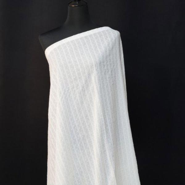 Baumwoll Voile mit Stickerei in Weiß